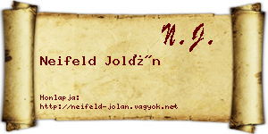 Neifeld Jolán névjegykártya